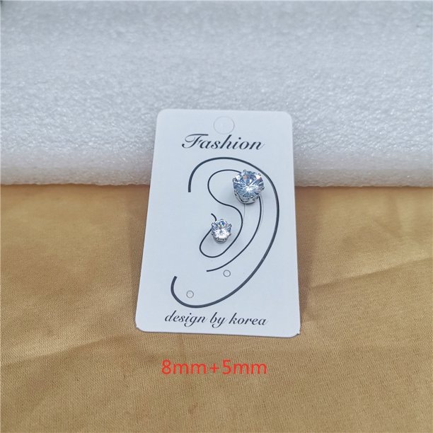 Clip de oreja de temperamento sin orificios para las orejas, imán para oreja de circonita y diamante con destellos para mujer, fosa para la oreja, clip de oreja simple, clavo para la oreja