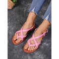 thumbnail image 1 of opean And American Style Women's Plus Size Flat Sandals, Simple Woven Round Toe Beach Slippers For Women, 1 of 4