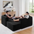 thumbnail image 3 of 114" Cloud Sectional Couch with L-Shape Chaise, Modular Sofa with Movable Ottoman, Upholstered Couches for Living Room Bedroom, No Assembly Required (Black), 3 of 11