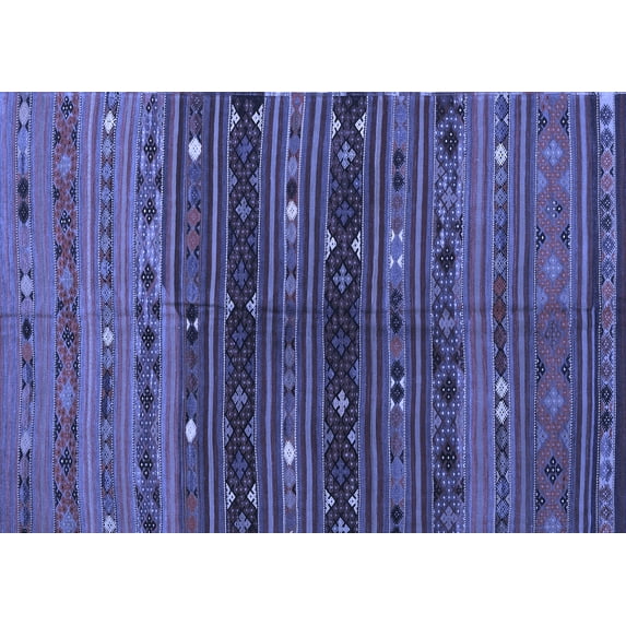 Ahgly Company Machine Washable Indoor Rectangle Southwestern Blue Country Area Rugs, 8' x 12'