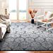 thumbnail image 3 of Safavieh Madison Collection MAD604G Glam Ogee Trellis Distressed Area Rug, 5'3" x 5'3" Square, Navy / Silver, 3 of 5
