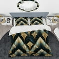 thumbnail image 2 of Designart "Art Deco Majesty In Emerald And Gold" Marble Bedding Covert Set - Glam Bed Set With 1 Sham, 2 of 5