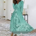 thumbnail image 2 of gakvbuo Plus Size Maxi Dress For Women Long Sleeve V Neck Casual Boho Floral Print Ruffle Flowy Dress Fall Dresses For Women 2023, 2 of 5