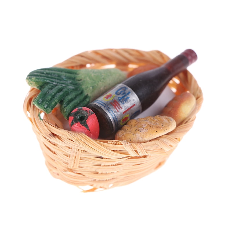 Wire Basket with Wine Bottles Miniature Dollhouse FAIRY GARDEN Accessories 
