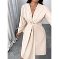 thumbnail image 4 of Wedding Guests Dresses Women Formal Maxi Dress Plus Size Twist Front V-Neck Wrap Dress Evening Party Color XXXL, 4 of 8
