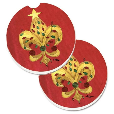 

Christmas Fleur De Lis Tree with Lights Set of 2 Cup Holder Car Coaster