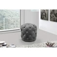 thumbnail image 2 of Meridian Furniture Harper Collection Modern | Contemporary Velvet Upholstered Ottoman / Stool with Deep Button Tufting, Solid Wood Frame, Grey, 18" W x 18" D x 17" H, 2 of 2