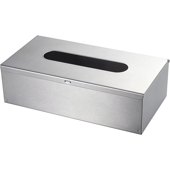 RVKXHD Rectangular Tissue Box Cover - Napkin Holder, Facial Tissue Storage Box - Decorative Holder for Bathroom, Bedroom, Nightstand, Office - Stainless Steel, Brushed Nickel