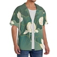 thumbnail image 2 of Gukieu Lotus Golden Line Print Men's Short-sleeved Shirts, Button-down Pocket Shirts, T-shirts, Beach Vacation Travel Summer Clothing-XX-Large, 2 of 5