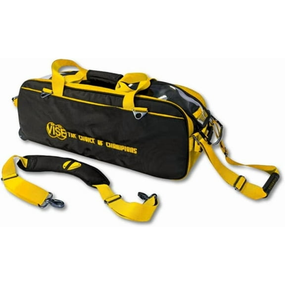 Vise Clear Top 3 Ball Roller Bowling Bag - Black/Yellow