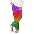 thumbnail image 2 of Wukai Rainbow Glitter Print Teenagers' Pajama Pant Sleep Pajama Lounge Pant PJ Bottoms with Pockets and Button Fly(Available in Big & Tall)-Medium, 2 of 6