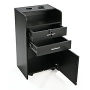 Reshable Salon Styling Station Barber Station with 2 Drawers 2 Hair Dryer Holders and 1 Cabinet Black