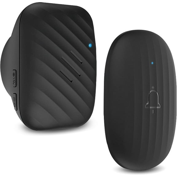 Classroom Doorbell，Waterproof Door Chime with 5 Volume Levels Mute Mode 60 Chimes 90 Db Operating at 1000 Ft,Wireless Doorbell for Classroom Home Office（Black,Doorbell with 1 Button & 1 Receiver）