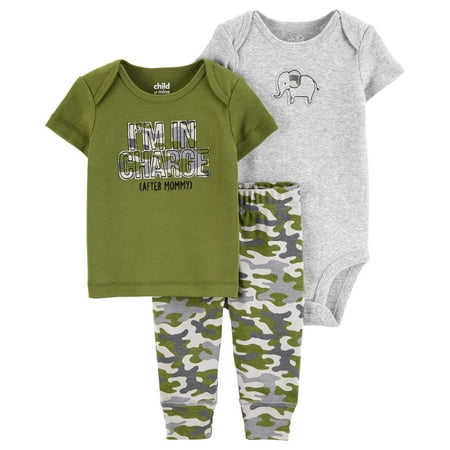 3 Piece Skirt Outfit - Short Sleeve T-Shirt, Bodysuit, and Pants, 3 Piece Outfit Set (Baby Boys)