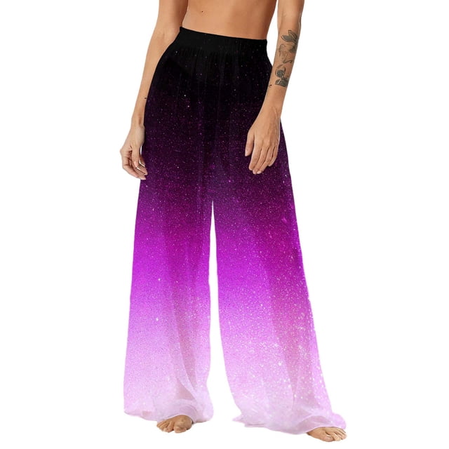 Pantalones de playa de gasa ligeros para mujer con protección solar, pantalones anchos de estilo bohemio estampados, blusa para mujer