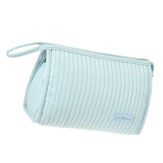 Bolsa de maquillaje de cuero PU Unique Bargains organizadora de brochas Azul claro 22.5x8x16cm