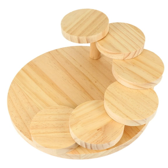 Beaupretty 1Pc Wood Rotating Sushi Serving Tray Beige Food Display Dish