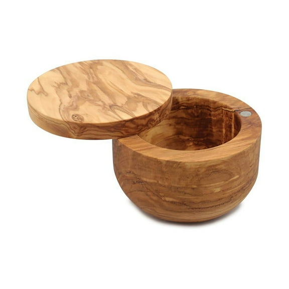 Swissmar Siena Olive Wood Salt Keeper With Magnetic Swivel Lid