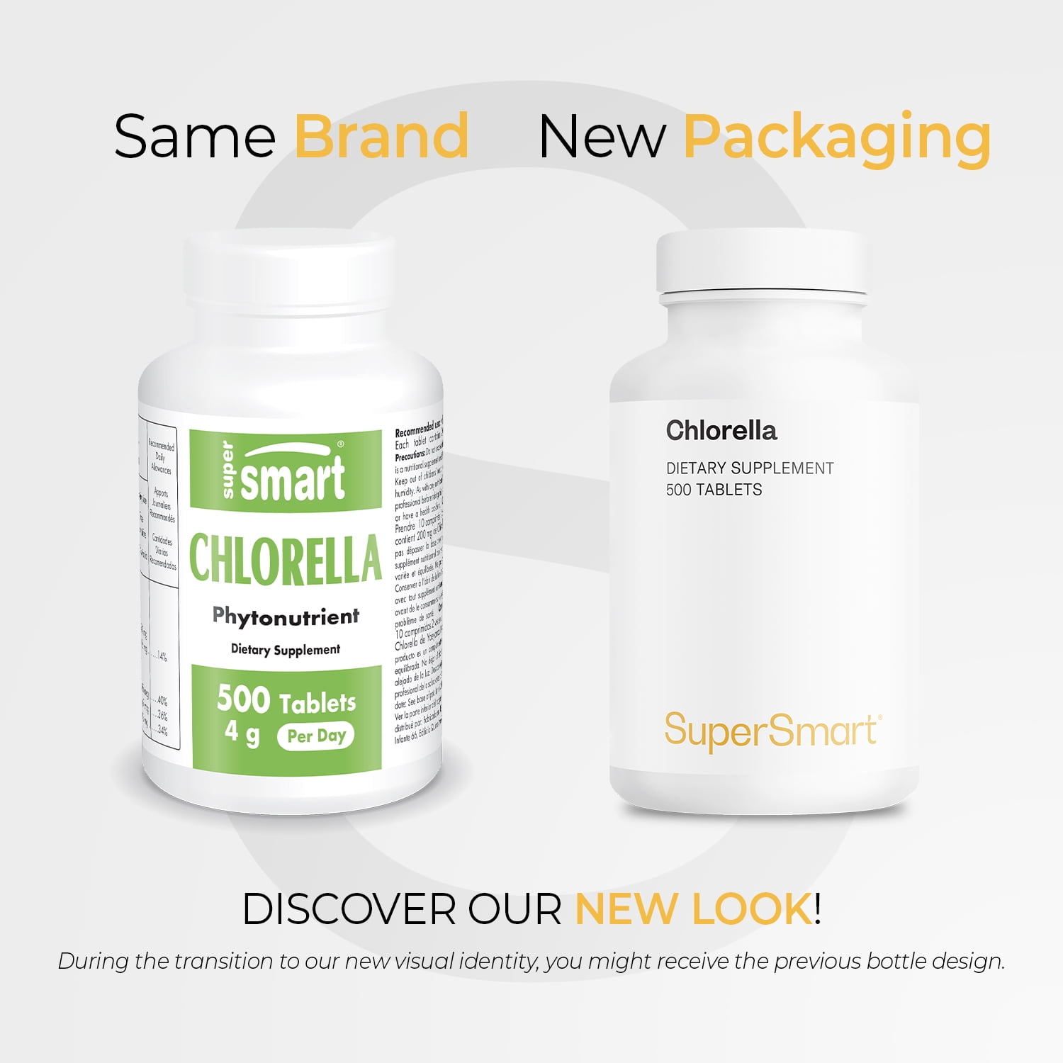 SuperSmart Chlorella Supplement 4 g per Day (Easy-to-Take) - Rich in Vitamin B2, B9, B12 & Iron - High Chlorophyll Concentration | Non-GMO & Gluten Free - 500 Tablets