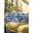 thumbnail image 5 of Outdoor Pillows Waterproof, Navy Blue Coastal Palm Leaves Throw Pillows with Inserts Included, Summer Botanical Tropical Indoor Outdoor Decorative Lumbar Pillow for Bed/Couch/Patio 12"x20", 2Pcs, 5 of 8