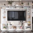High Gloss White Wood Entertainment Center Media Console TV Stand with