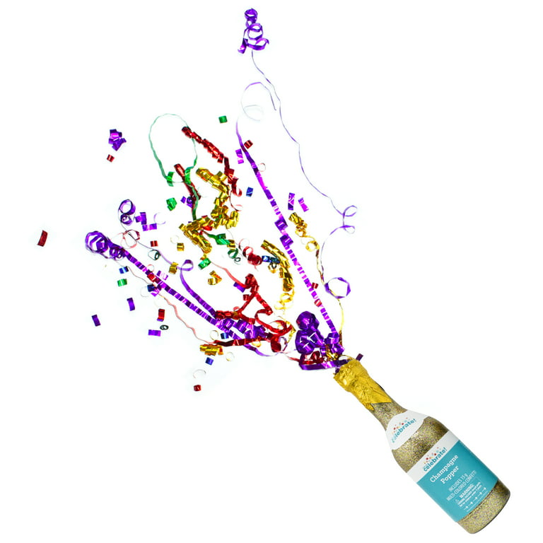 Way to Celebrate Party Multi-color Giant Plastic Foil Champagne Confetti  Popper, 1 Piece