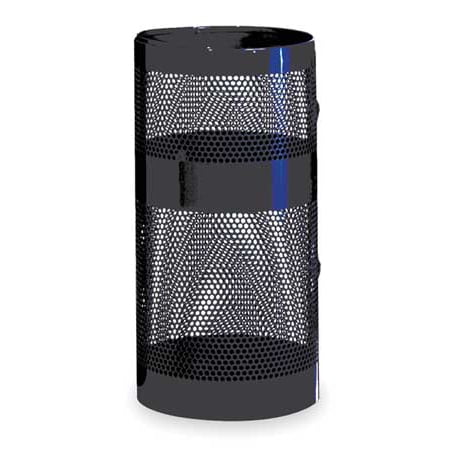 RUBBERMAID Trash Can,22 gal.,Black,Steel FGH9NBK