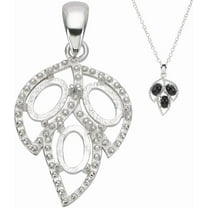 925 Sterling Silver Blank Bezel Pendant Trays Leaf Open Back Bezel Frame Tray Setting Pendant Charm Gemstone Support for Cabochon Gems for DIY s Jewelry Crafts Making