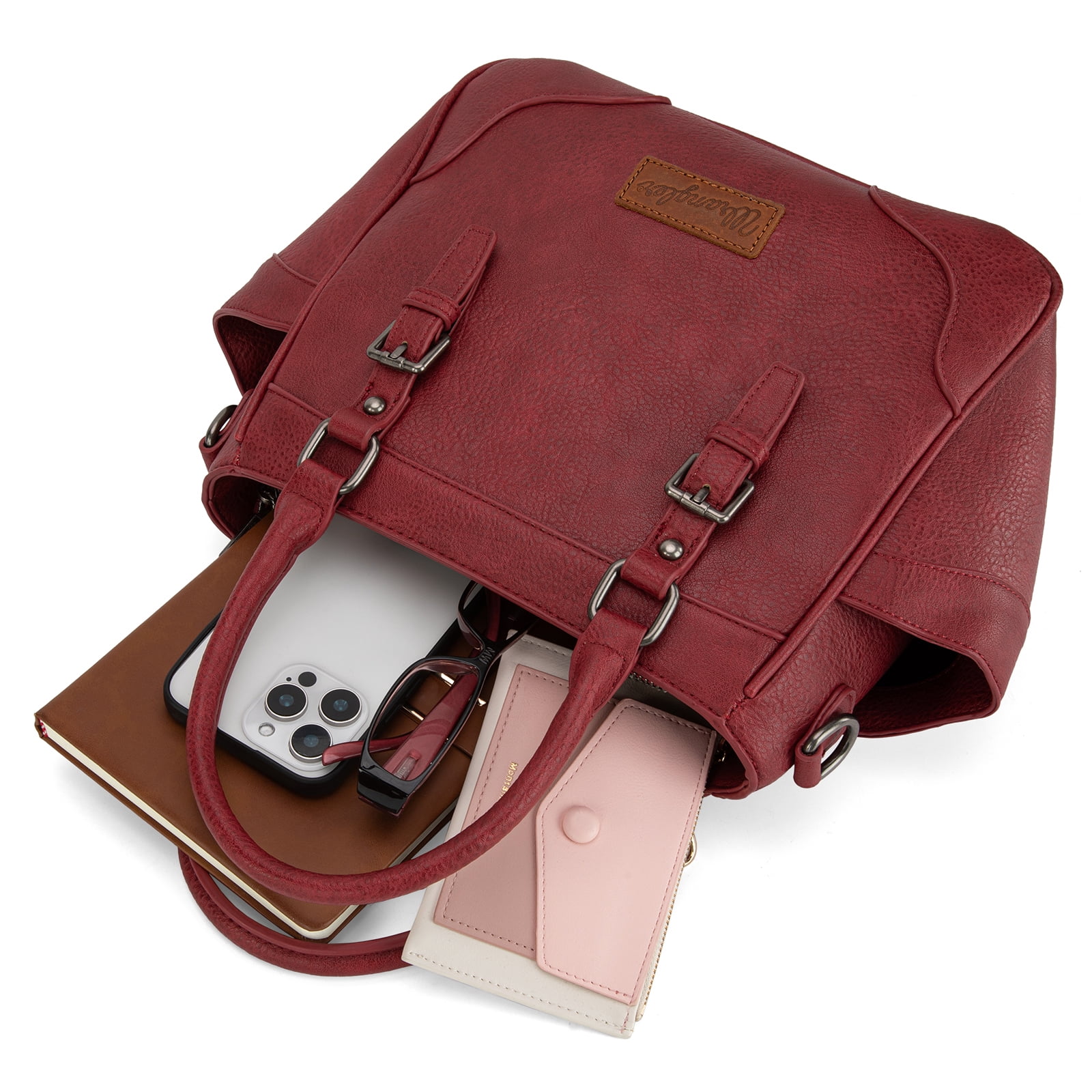 Wrangler Tote Bags for Women Medium Crossbody Purses Designer Top Handle Handbags, Burgundy