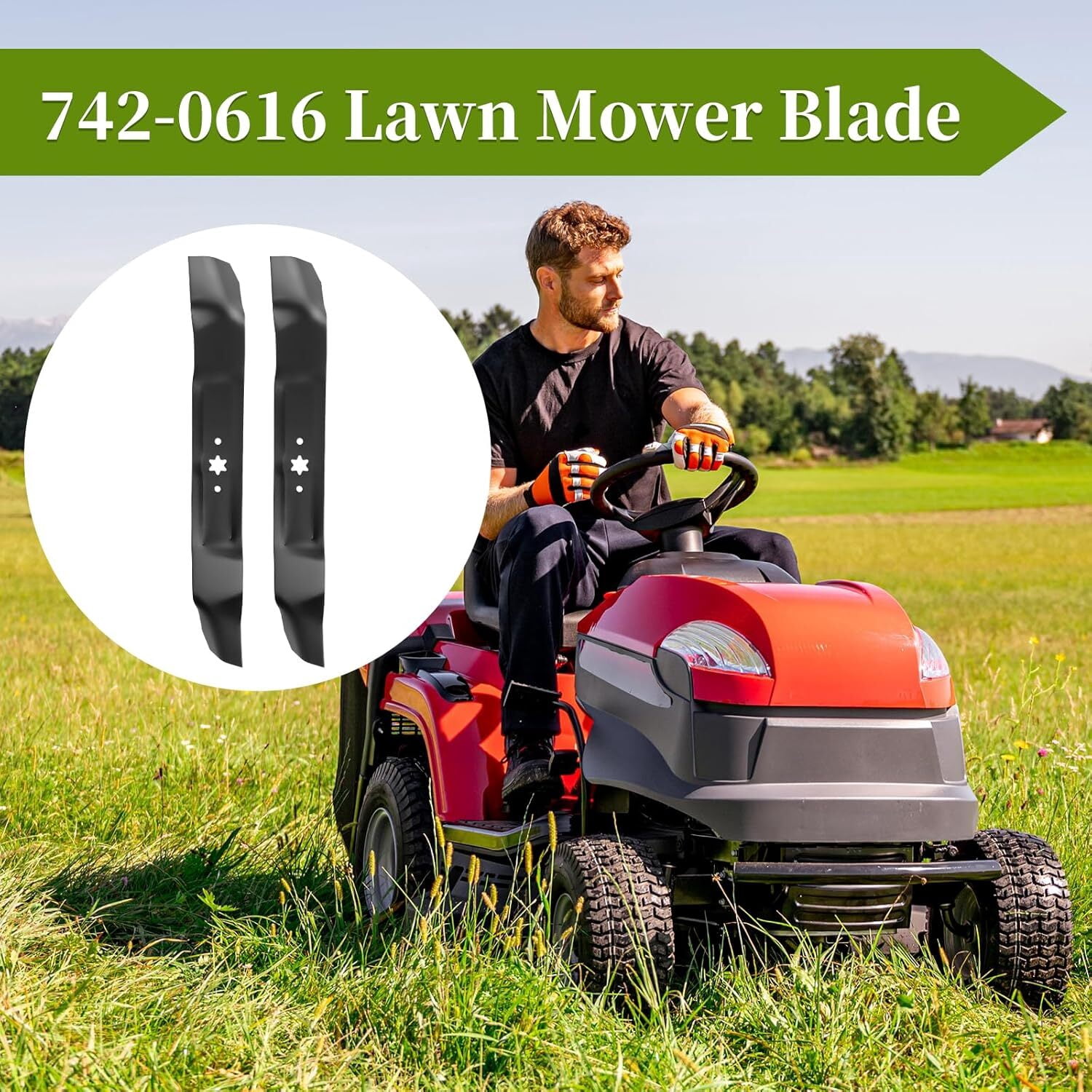Yonlown 742-0616A 21 inch Mower Blade Compatible with Cub Cadet MTD 42 inch Mower Deck, 742-0616 Mulching Blades Fit for Cub Cad et Troy-Bilt LT1040 LT1042 RZT42, Replace 742-04308 942-0616, 2 Pack