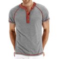 thumbnail image 1 of Men's Fashion Collar Color Block Shirt Casual Short Sleeved Top2XL, 1 of 4