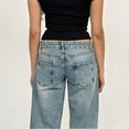 thumbnail image 4 of Women Y2k Low Rise Baggy Jeans Loose Fit Boyfriend Straight Wide Leg Jeans Trendy Stretch Long Denim Pants, 4 of 6
