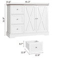 thumbnail image 5 of Modern Farmhouse Sideboard Buffet Cabinet, Storage Cabinet with Doors and 3 Drawers, Coffee Bar Cabinet with Storage for Kitchen, Dining Room, Living Room, 41.3X 15.6X 31.9 Inches, White, 5 of 7