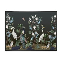 Designart 'Chinoiserie With Peonies and Birds IV' Traditional Framed Canvas Wall Art Print