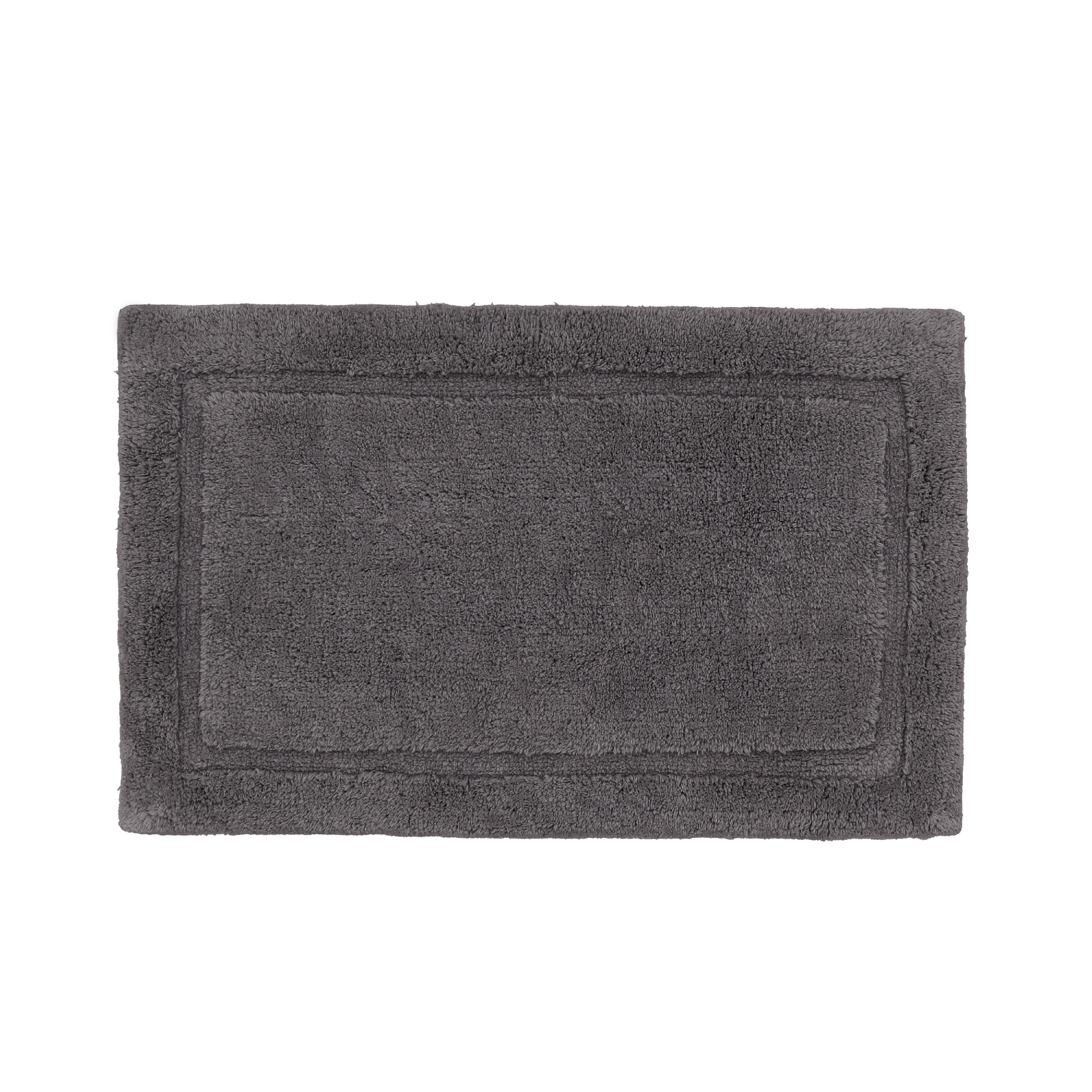 Jean Pierre New York Lydia Border 100% Cotton Bath Mat - Non-Slip Bath Rug - Charcoal Gray - 20"x30"