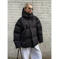 thumbnail image 3 of Fashion Coat With Removable Hood Cotton Jacket Winter Warm Windproof Loose Cotton Jacket Loose Parka Outerwear Clothing, 3 of 8