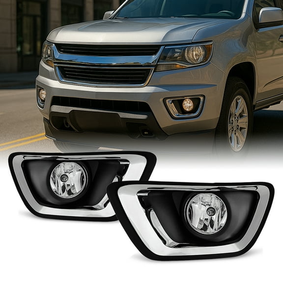 AKKON - For 2015-2020 Chevy Colorado Chrome Clear Bumper Driving Fog Light Lamp Assembly W/ Switch Harness Bulbs