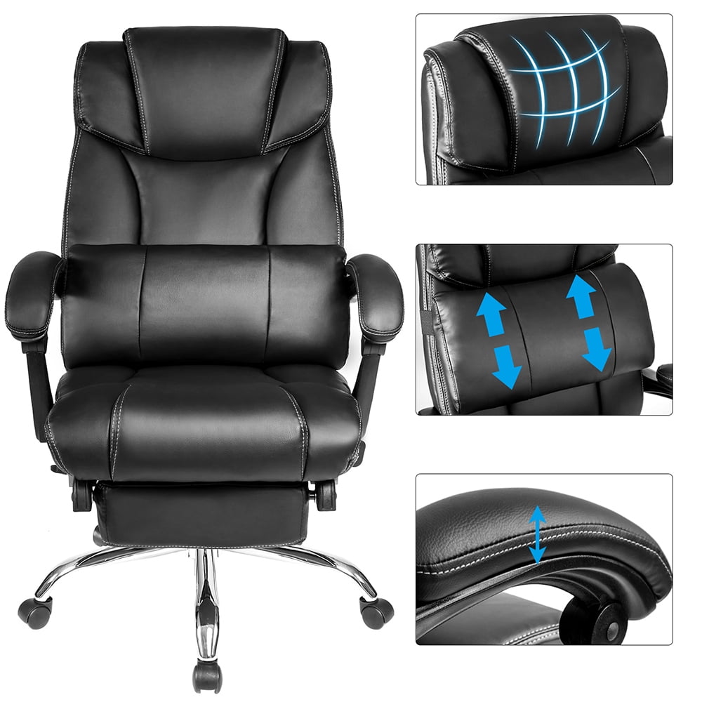 Kepooman PU Leather High Back Office Chair, Mid-Back Executive Conference Task Chair with Arms, Black Kepooman PU Leather High Back Office Chair, Mid-Back Executive Conference Task Chair with Arms, Black