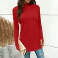 thumbnail image 5 of Roncen Tunic Tops for Women Casual Long Sleeve Turtle Neck Shirts Thumb Hole Curved Hem Tops Fall Fashion, 5 of 8