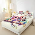 thumbnail image 4 of Feelyou Colorful Owl Child Twin Sheet Sets, Kawaii Cartoon Animal Twin Fitted Sheet, Branches Leaf Plant Flat Sheet, Breathable Home Decor, 3-Piece, 4 of 7
