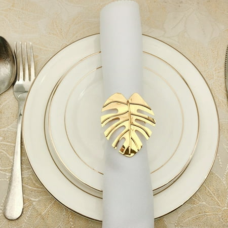 

Caihezhi Eye-catching Napkin Ring Stylish Stainless Steel Creative Leaf Shape Napkin Holder for Kitchen