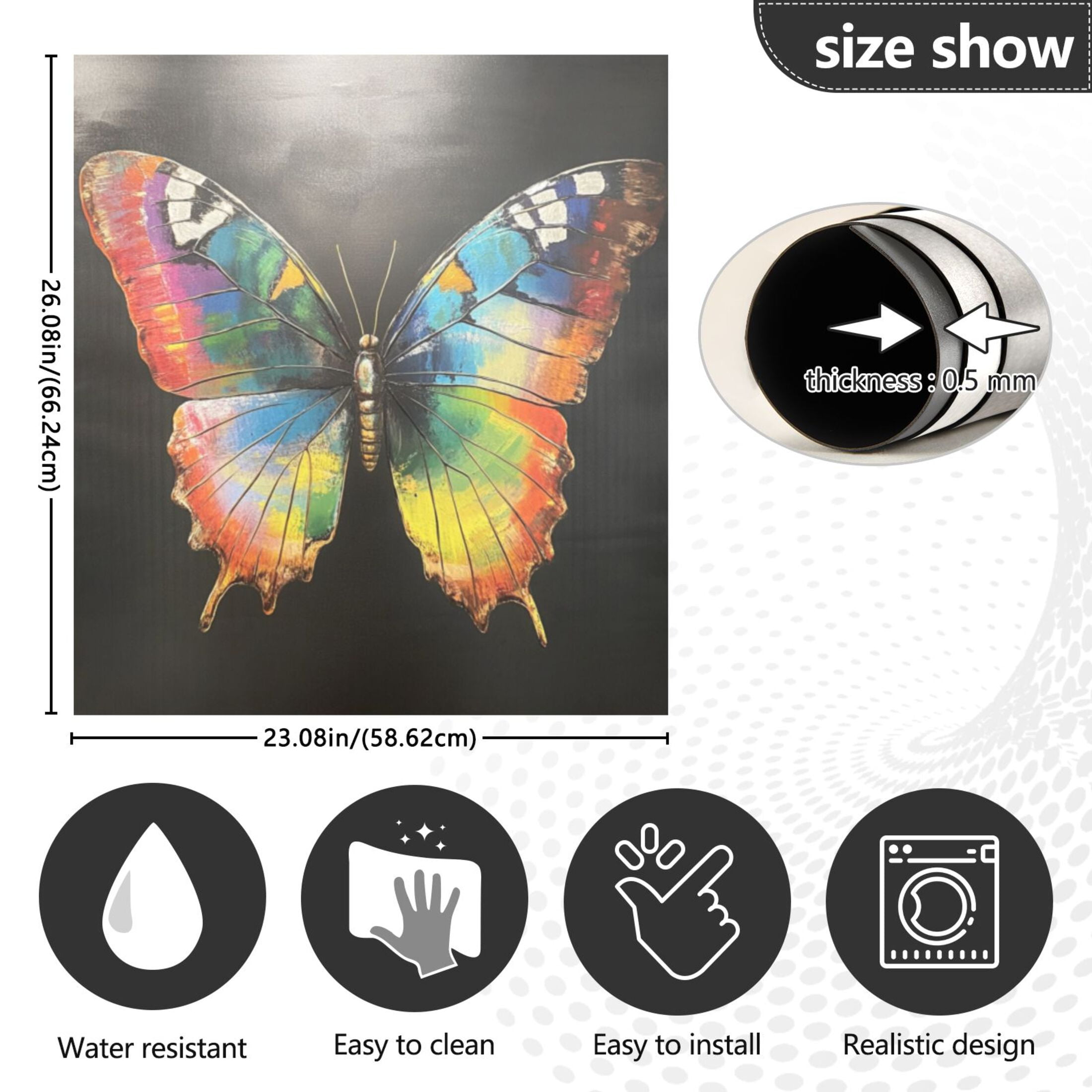 Dishwasher Magnetic Sticker 23x26 Inch Refrigerator Magnetic Sticker Washing Machine Magnetic Sticker Kitchen Panel Magnetic Sticker Home Decor Big Butterfly Picture