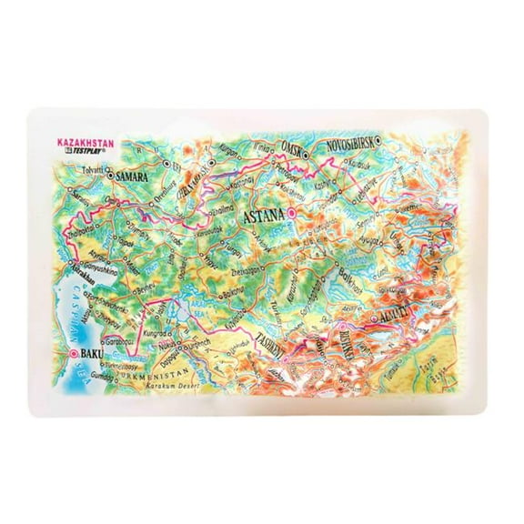 TestPlay Kazakhstan Raised Relief Map, Framed - Souvenir Size