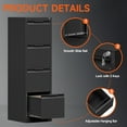 thumbnail image 6 of Topass 4-Drawer File Cabinet with Lock, Filing Cabinet for Letter A4-Sized Files, Easy to Assemble, Black, 6 of 6