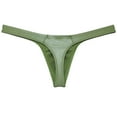 thumbnail image 2 of Botmois Men Gloss Bikini Thong Underwear Elastic Bulge Pouch Underpants Classics Wet Look T-back Army Green XL, 2 of 3