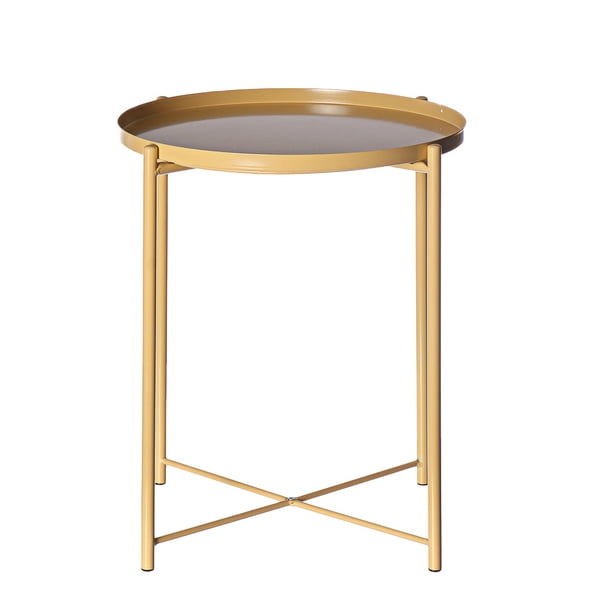 Small End Table Black Side Round, Round Metal Bedside Table