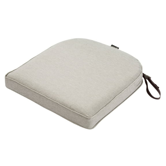 Classic Accessories Montlake FadeSafe Water-Resistant Contoured Patio Dining Seat Cushion, 20 x 20 x 2 inch, Heather Grey