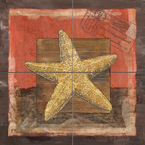 Tile Mural Bathroom Backsplash - PB- Beaded Starfish - by Paul Brent