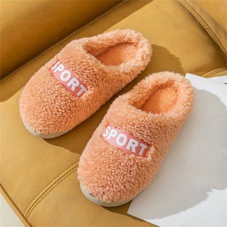 

〖Yilirongyumm〗 Pink 36-37 Slippers For Women Ladies Slippers Cotton Slippers Thick Warm Plush Cotton Couple Home Style Women s Slipper