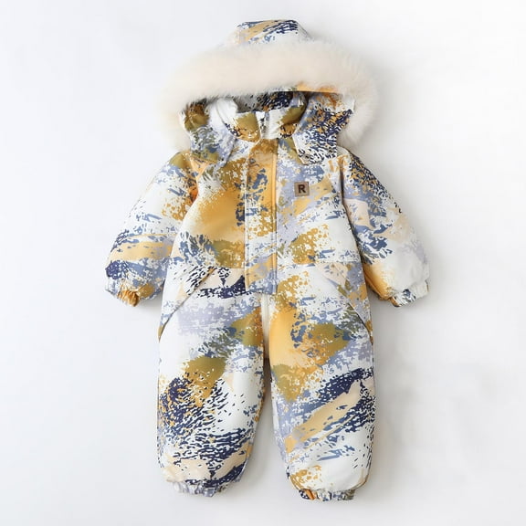 guisaled Baby Snowsuit Toddler One Piece Snow Suits Winter Litter Girls Boys Ski Snowboard Jumpsuits Warm Waterproof Windproof Ski Suits